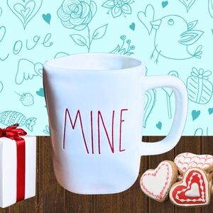 Rae Dunn “Mine” Coffee Cup Mug, Magenta Collection, Valentine Mug